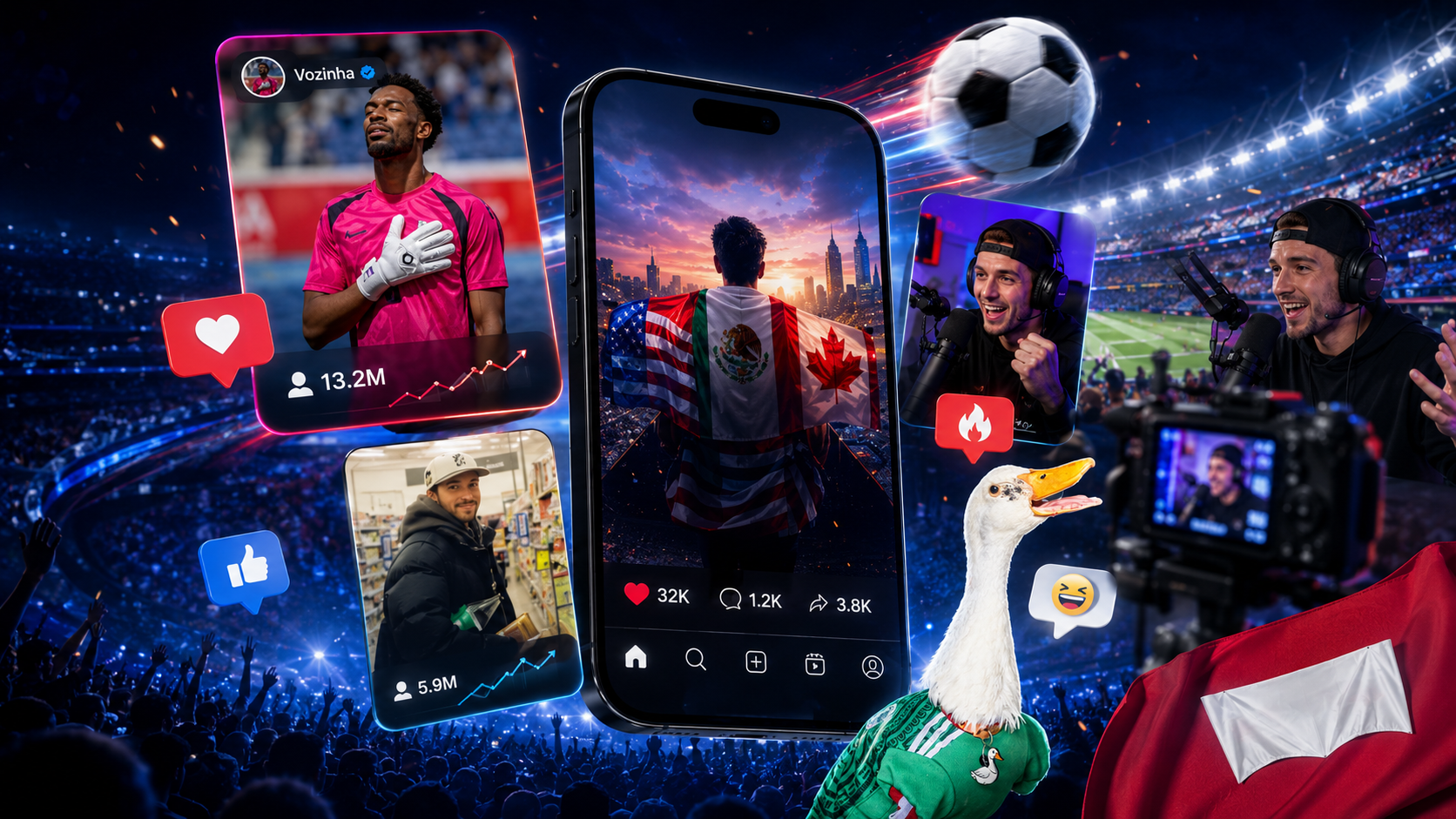 Las primeras estrellas del Mundial, incluido el pato, y las redes sociales como fuente principal de noticias